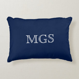 Coussins Décoratifs Oreiller accentué en coton à monogramme bleu 16" x