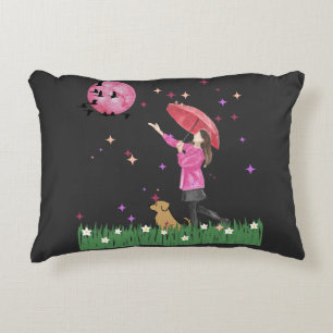 Coussins Décoratifs Oreiller accentueux à aquarelle rose magique