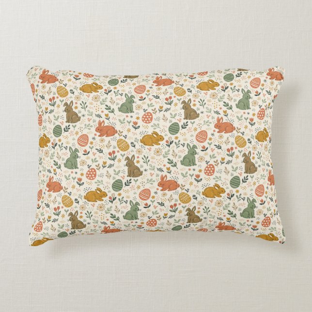 Coussins Décoratifs Oreiller accentueux de lapins de printemps dessiné (Devant)