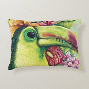 Coussins Décoratifs Oreiller d'accent d'art tropical hawaïen Toucan Gr