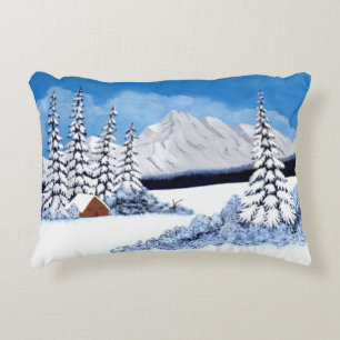 Coussins Décoratifs Oreiller d'accent lumineux d'hiver enneigé