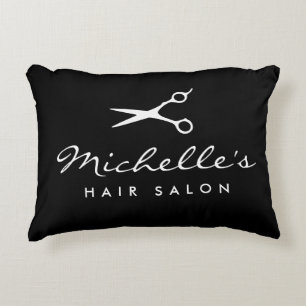 Coussins Décoratifs Oreiller de chaise de salon de coiffure noir perso