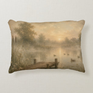 Coussins Décoratifs Oreiller de cottage de l'étang au lever du soleil 