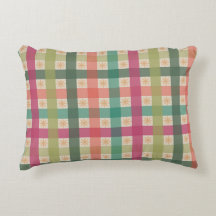 Oreiller de décoration à motif gingham et fleurs g