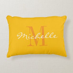 Coussins Décoratifs Oreiller de décoration jaune avec monogramme de no