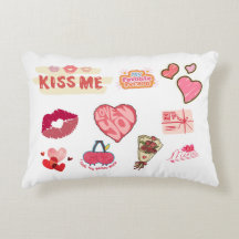 Oreiller jeté autocollant d'amour mignon