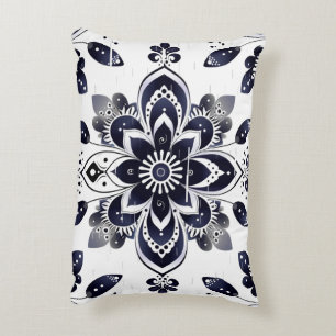 Coussins Décoratifs Oreiller Lombaire à Motif Mandala Floral Bleu Mari