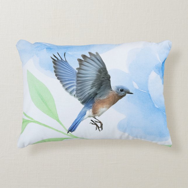 Coussins Décoratifs Oreiller Oiseau Bleu En Vol (Devant)