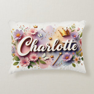 Coussins Décoratifs Oreiller personnalisé Princesse Floral Nom