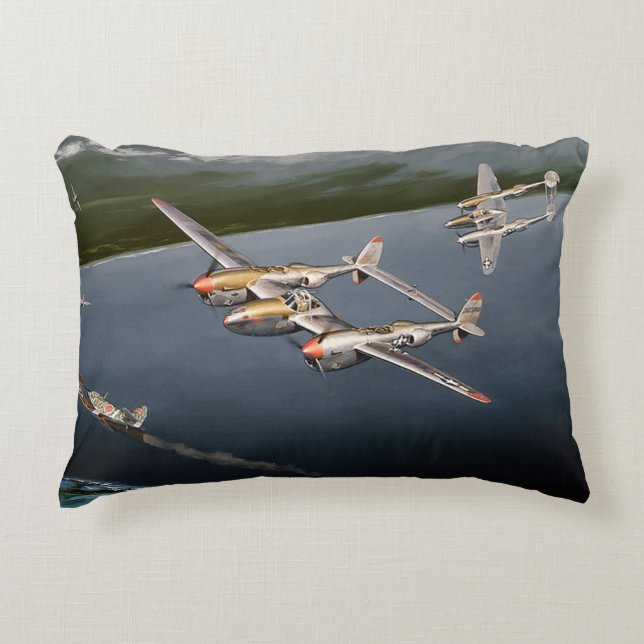 Coussins Décoratifs P-38 Éclair en vol (Devant)