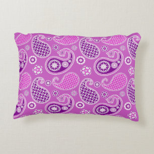Coussins Décoratifs Paisley Motif, Lilac et Amethyst Purple