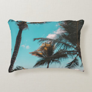 COUSSINS DÉCORATIFS PALMIER TROPICAL RETRO EN BORD DE PLAGE