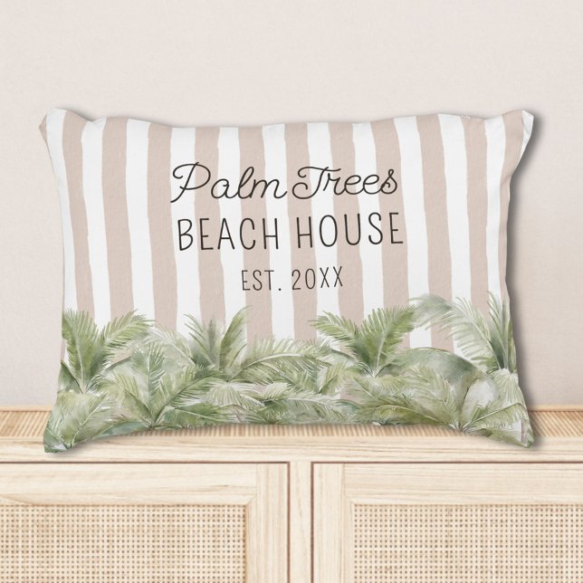 Coussins Décoratifs Palmiers tropicaux Beige Stripes Maison de plage (In situ)