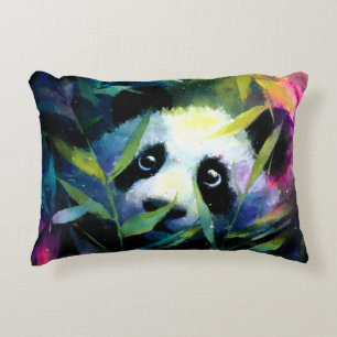 Coussins Décoratifs Panda Peeking Bamboo Aquarelle