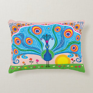 Coussins Décoratifs Paon avec des fleurs