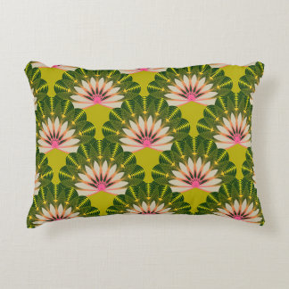 Coussins Décoratifs Papier peint en lotus stylisé : rose, vert.
