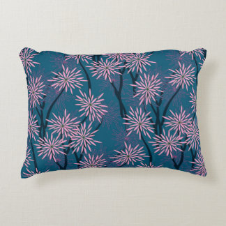 Coussins Décoratifs Papier peint floral : bleu marine asiatique, rose.