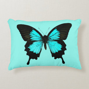 Coussins Décoratifs Papillon - bleu turquoise et noir
