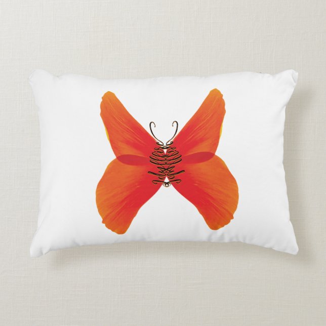 Coussins Décoratifs Papillon rouge orange avec votre nom (Devant)