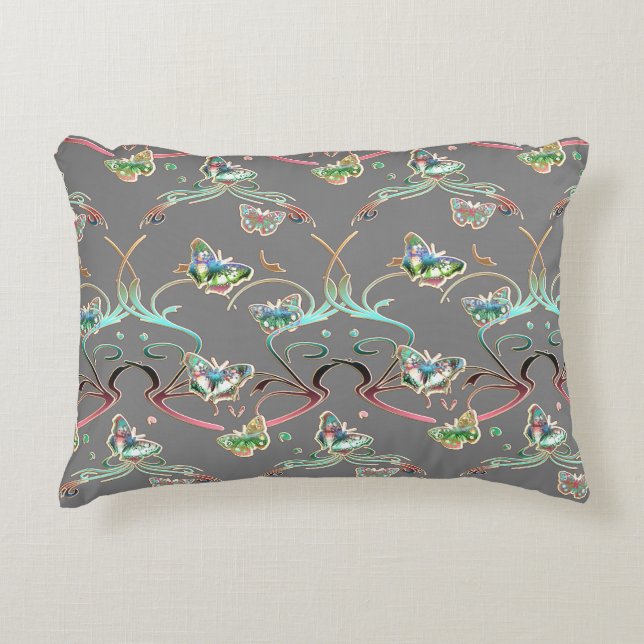 Coussins Décoratifs Papillons ornements gris (Devant)
