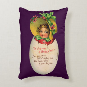 Coussins Décoratifs Pâques victoriennes, Vintage fille avec Bonnet dan