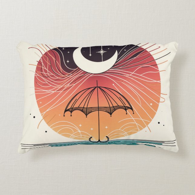 Coussins Décoratifs Parapluie céleste de lune avec Star Rain Art (Devant)