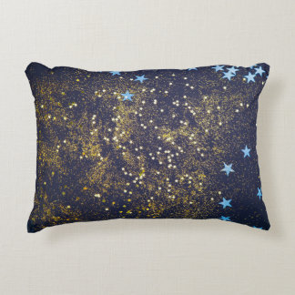 Coussins Décoratifs Parties scintillant dorée et étoiles bleues scinti