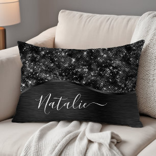 Coussins Décoratifs Parties scintillant noire métallique personnalisée