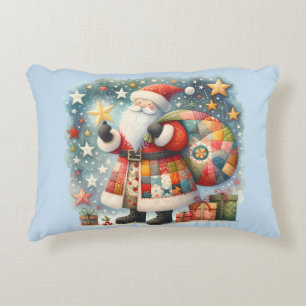 Coussins Décoratifs Patchwork à carreaux Père Noël avec étoiles de Noë