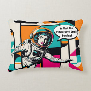 Coussins Décoratifs Patriarcat féministe rétro Femme Astronaut Pop Art