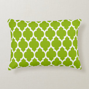 Coussins Décoratifs Pattern Apple Green White Moroccan Quatrefoil