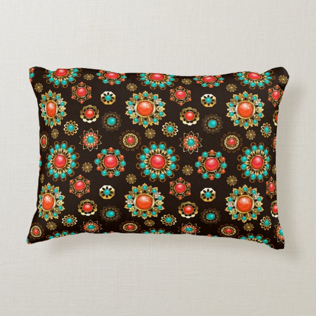 Coussins Décoratifs Pattern de Ethnic Brooches Seamless (Dos)