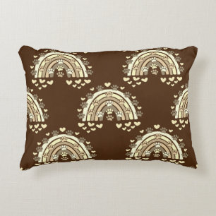 Coussins Décoratifs Paw Et Coeurs De Chien Arc-En-Ciel vintage Sepia