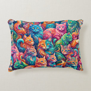 Coussins Décoratifs Paysage onirique de chat vibrant – Psychedelique B
