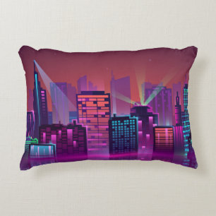 Coussins Décoratifs Paysage urbain coloré et lumineux. illustration