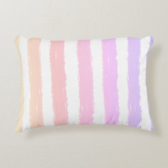 Coussins Décoratifs Peach rose Purple Rayures d'été (Devant)