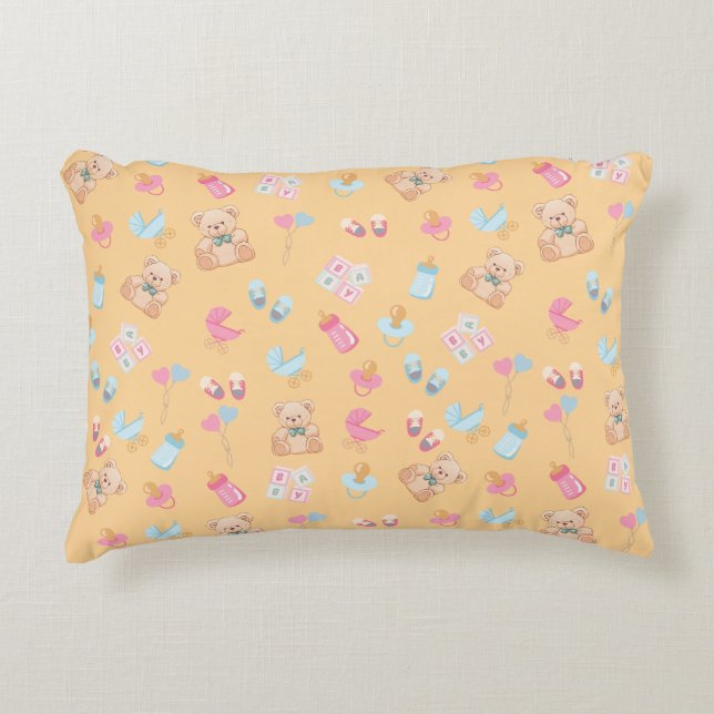 Coussins Décoratifs Peach teddy nursey pillow (Devant)