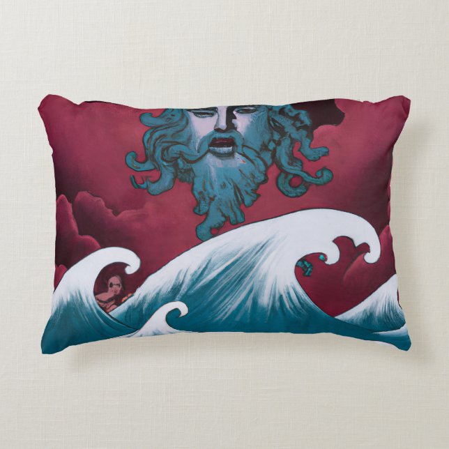 Coussins Décoratifs Peinture à l'huile de Neptune Crimson (Devant)