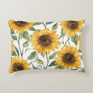 Coussins Décoratifs Peinture aquarelle florale jaune Tournesols