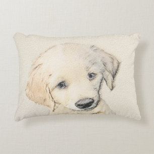 Coussins Décoratifs Peinture de chiot d'or Retriever - Art de chien or