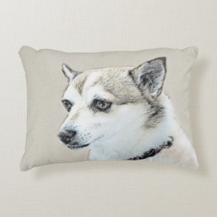 Coussins Décoratifs Peinture norvégienne Lundehund - Art original chie