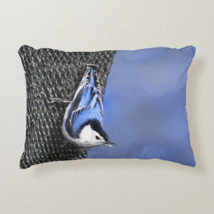 Coussins Décoratifs Peinture Nuthatch à poitrine blanche Art original