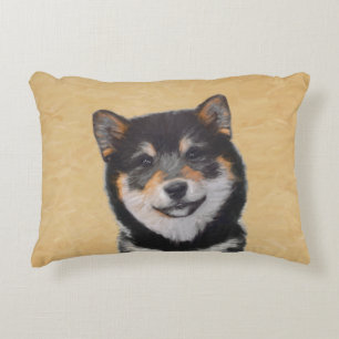 Coussins Décoratifs Peinture Shiba Inu (Noir et Tan) - Art Chien