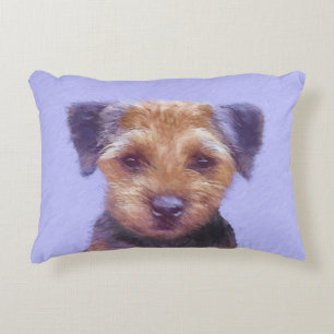 Coussins Décoratifs Peinture sur la frontière de Terrier - jolie art o