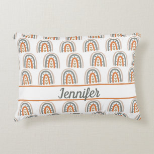 Coussins Décoratifs Pépinière en monogramme blanc gris brun arc-en-cie