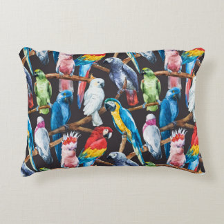Coussins Décoratifs Perroquet : papier peint d'aquarelle tropicale.