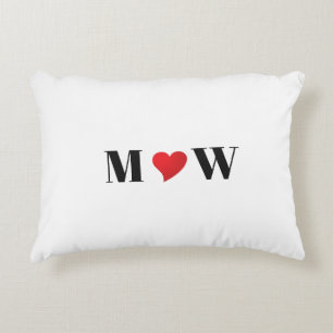 Coussins Décoratifs Personnaliser deux initiales A Loves B coeur rouge