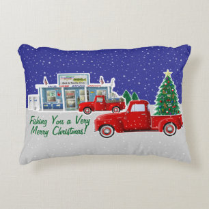 Coussins Décoratifs Petit Camion rouge avec la boutique de pêche