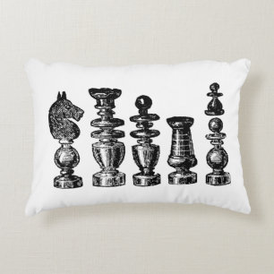 Coussins Décoratifs Pièces de jeu d'échecs Art vintage