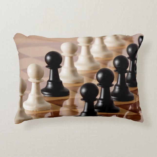 Coussins Décoratifs Pions sur le tableau d'échecs (Devant)